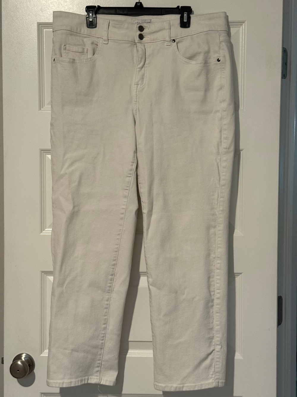 Lane Bryant White Cropped Jeans with Double Button Waist